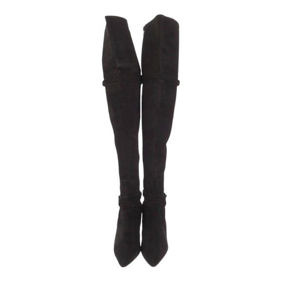 MANOLA BLAHNIK black suede moto over-the-knee boots VINTAGE - Picture 3 of 9